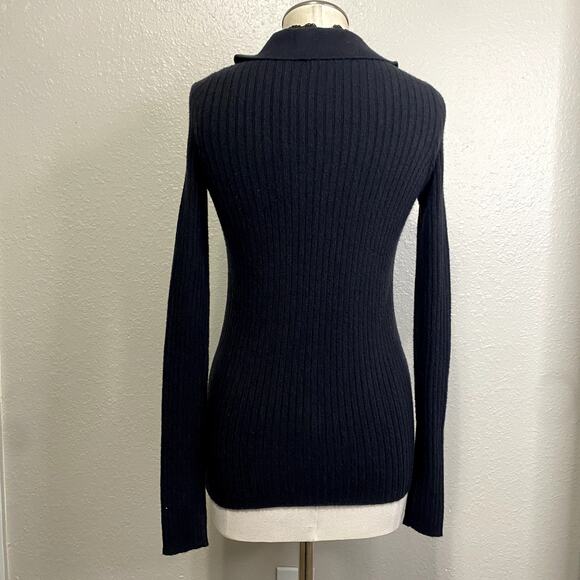 Y2K Collared Knit Button Down Sweater Grunge Gothic Bella Swan Stretch Preppy - Picture 8 of 10